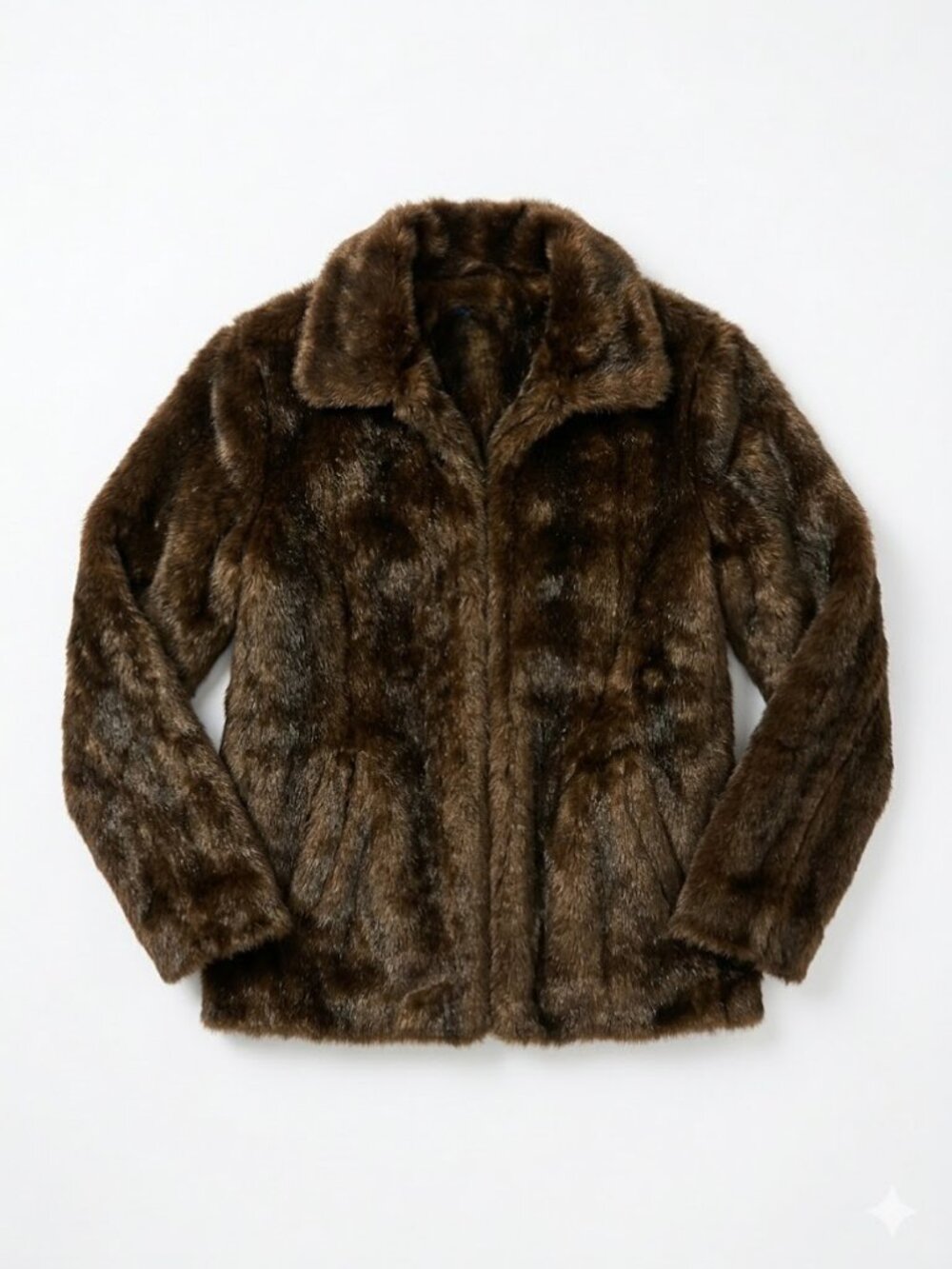 VINTAGE REITMANS Reversible Faux Fur Parka Jacket Black & Brown Small S MINT